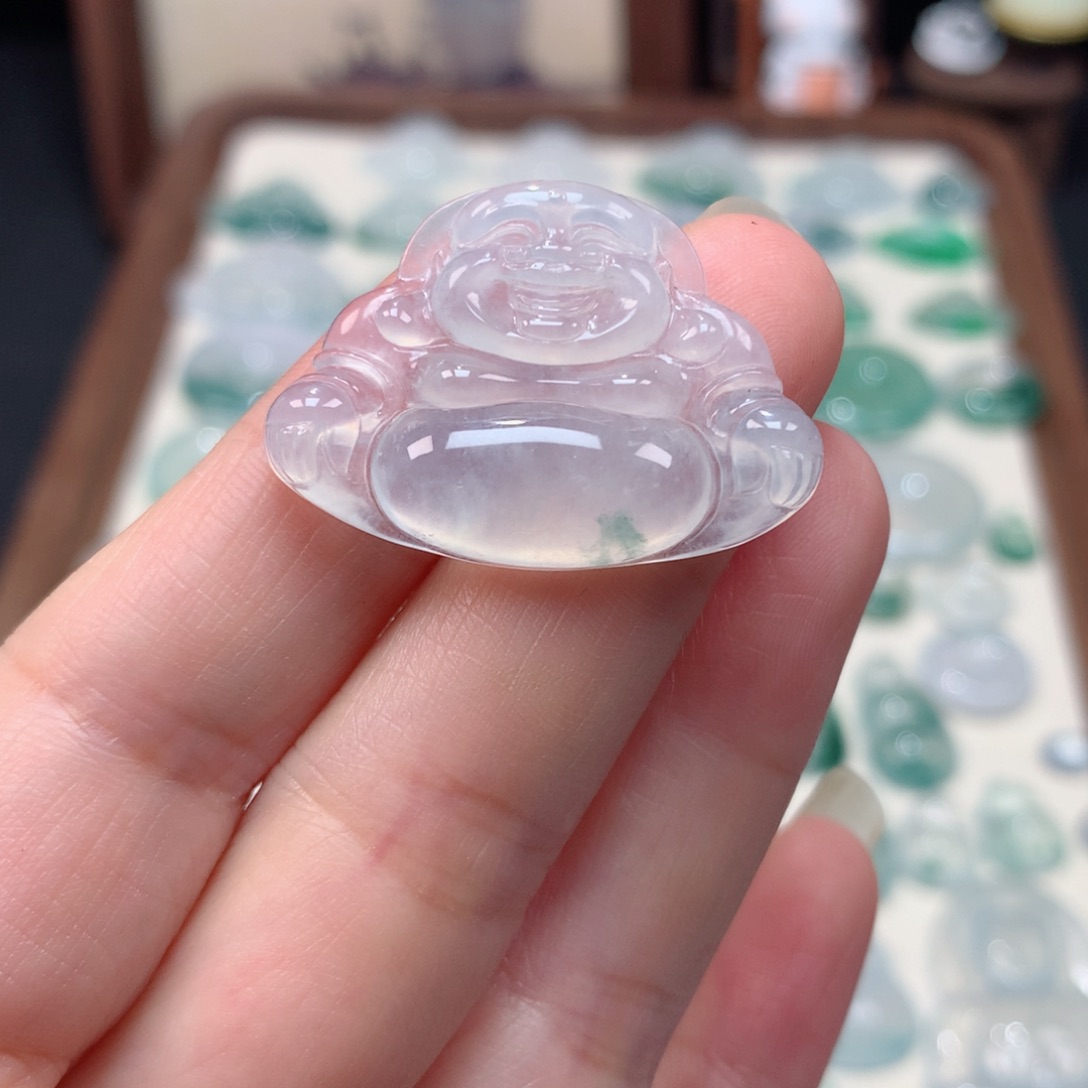 翡翠未镶嵌颈饰冰种飘花佛公