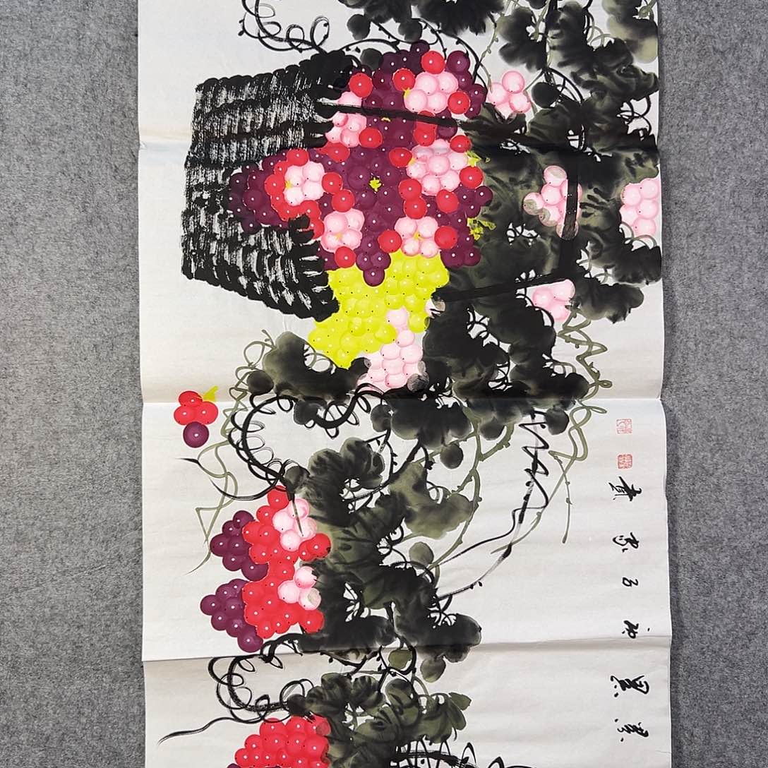 国画343 牡丹之花之叶的颜色与花色