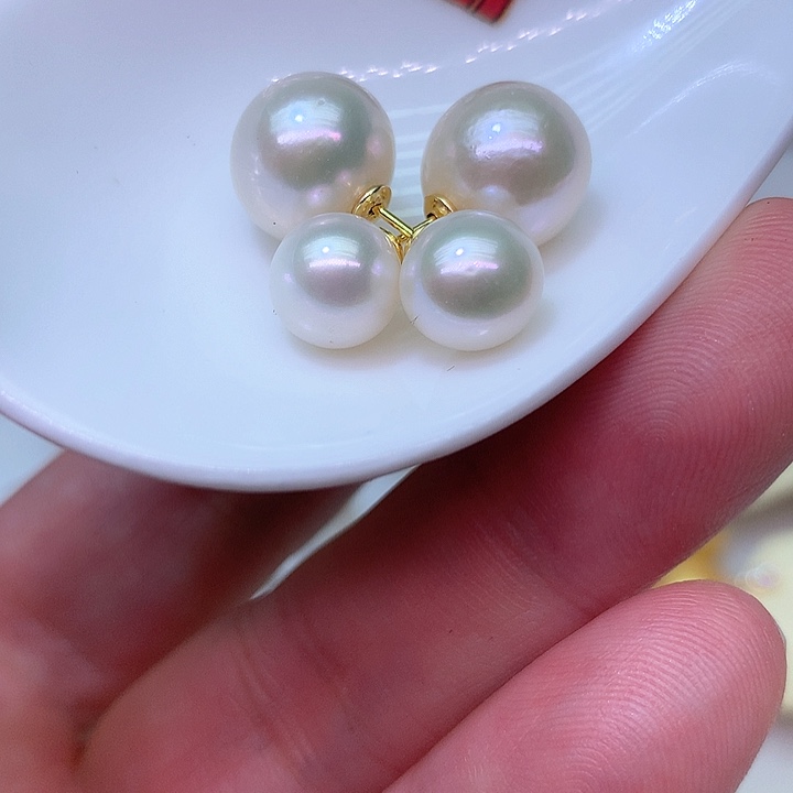 银S925镶嵌耳饰淡水珍珠