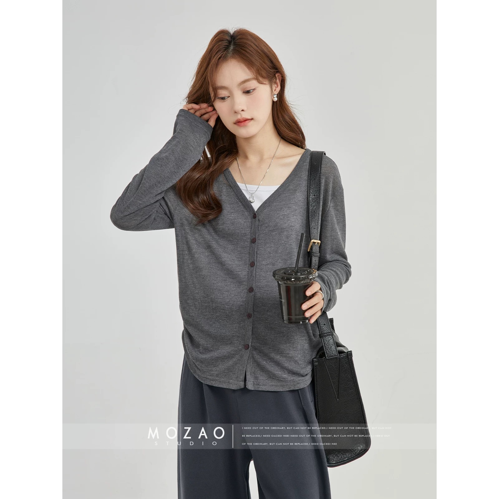 【小敏】XQ2087新款百搭显瘦大码针织开衫