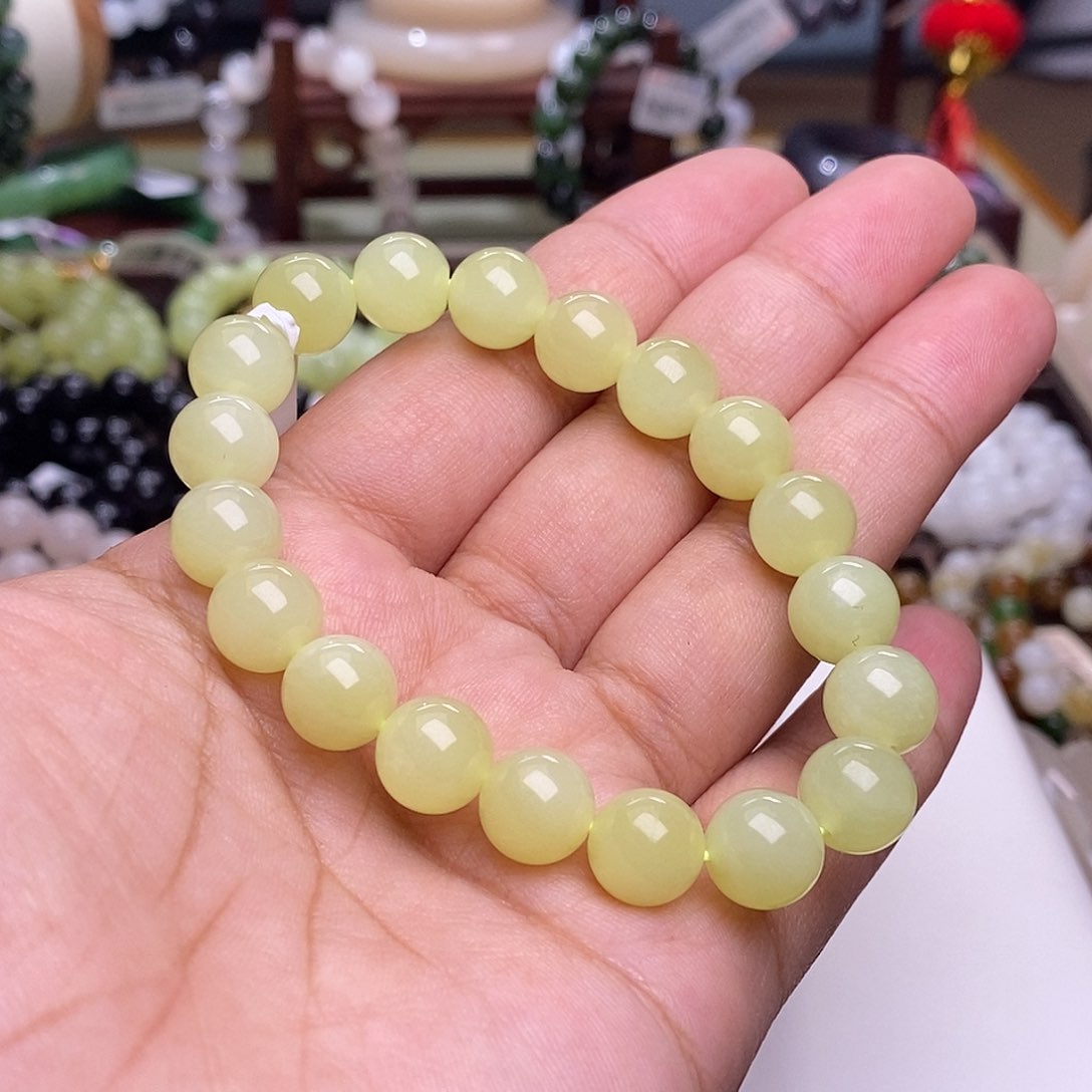 和田玉未镶嵌收藏级新疆若羌黄口老矿料手串10m聆**开