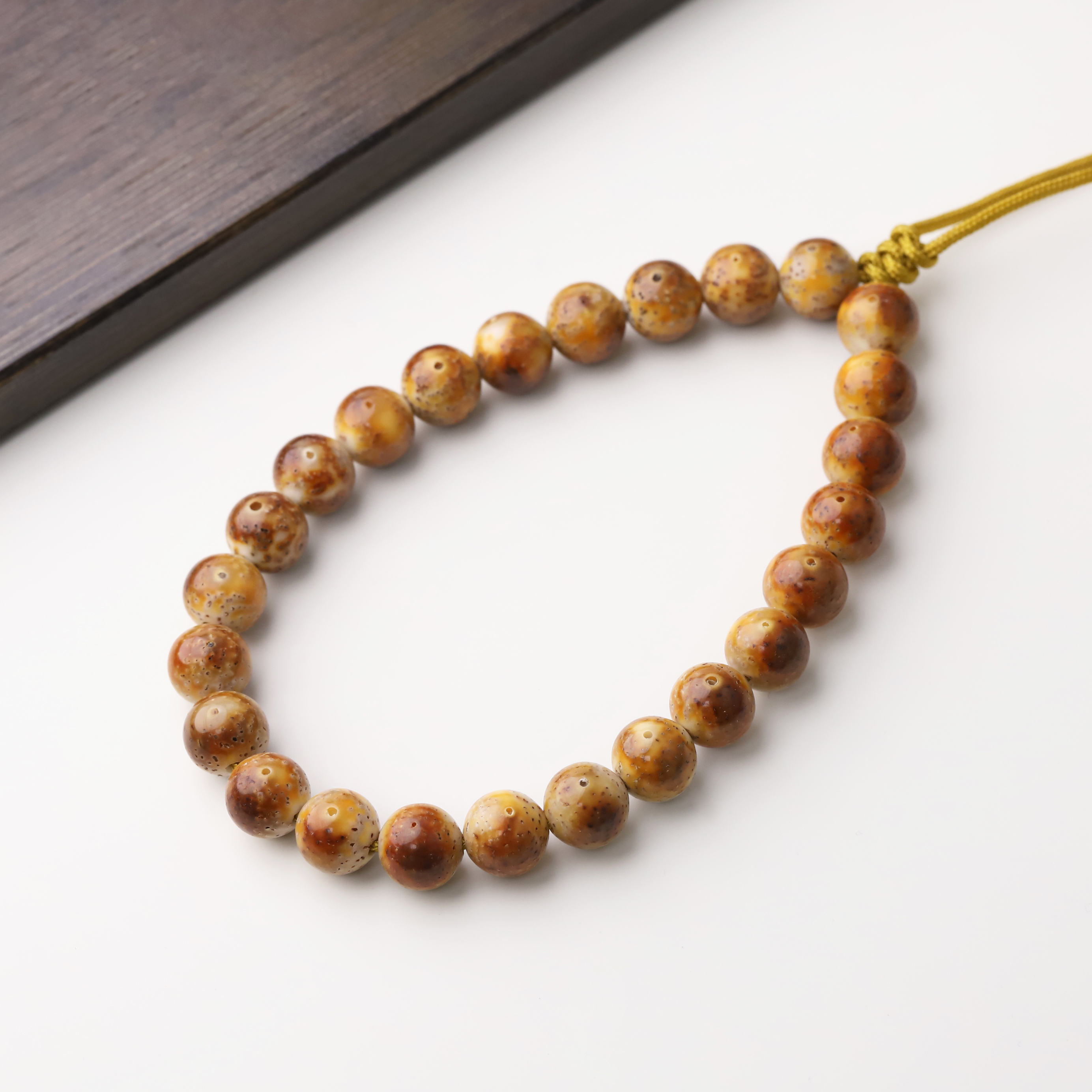 S8996-12【冰透双面火烧云】手工星月圆珠菩提单圈文玩手串