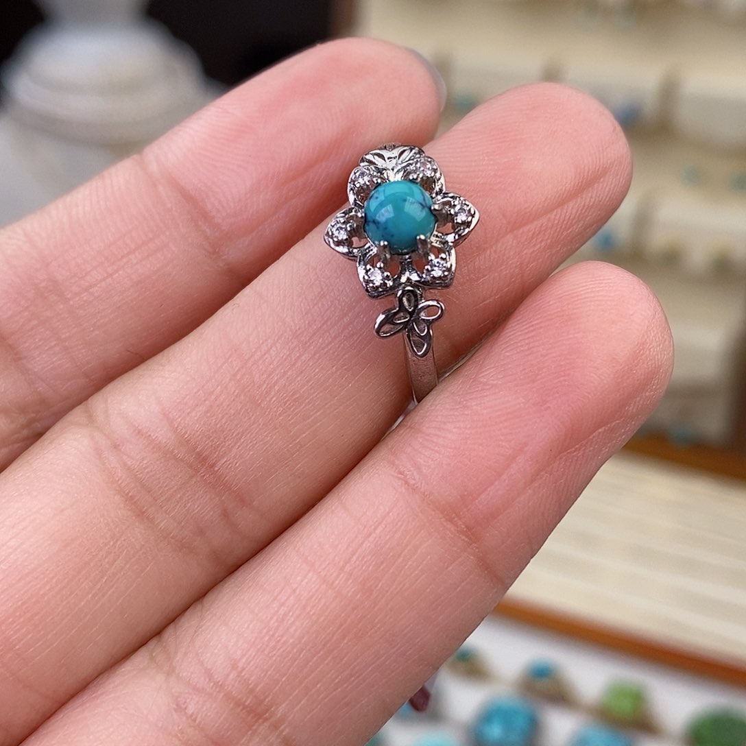 绿松石戒指银S925镶嵌