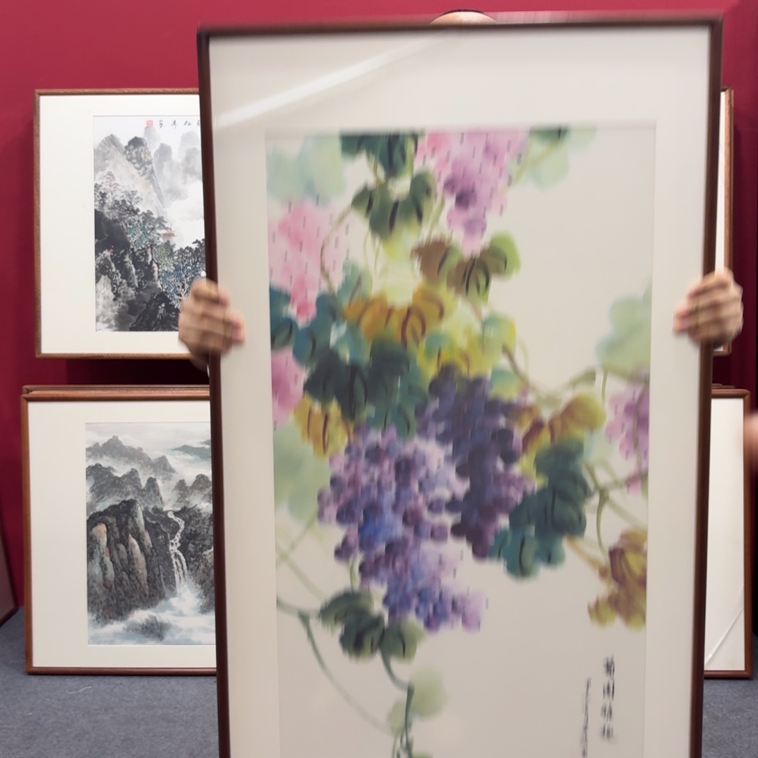 国画手绘作品带框120成60