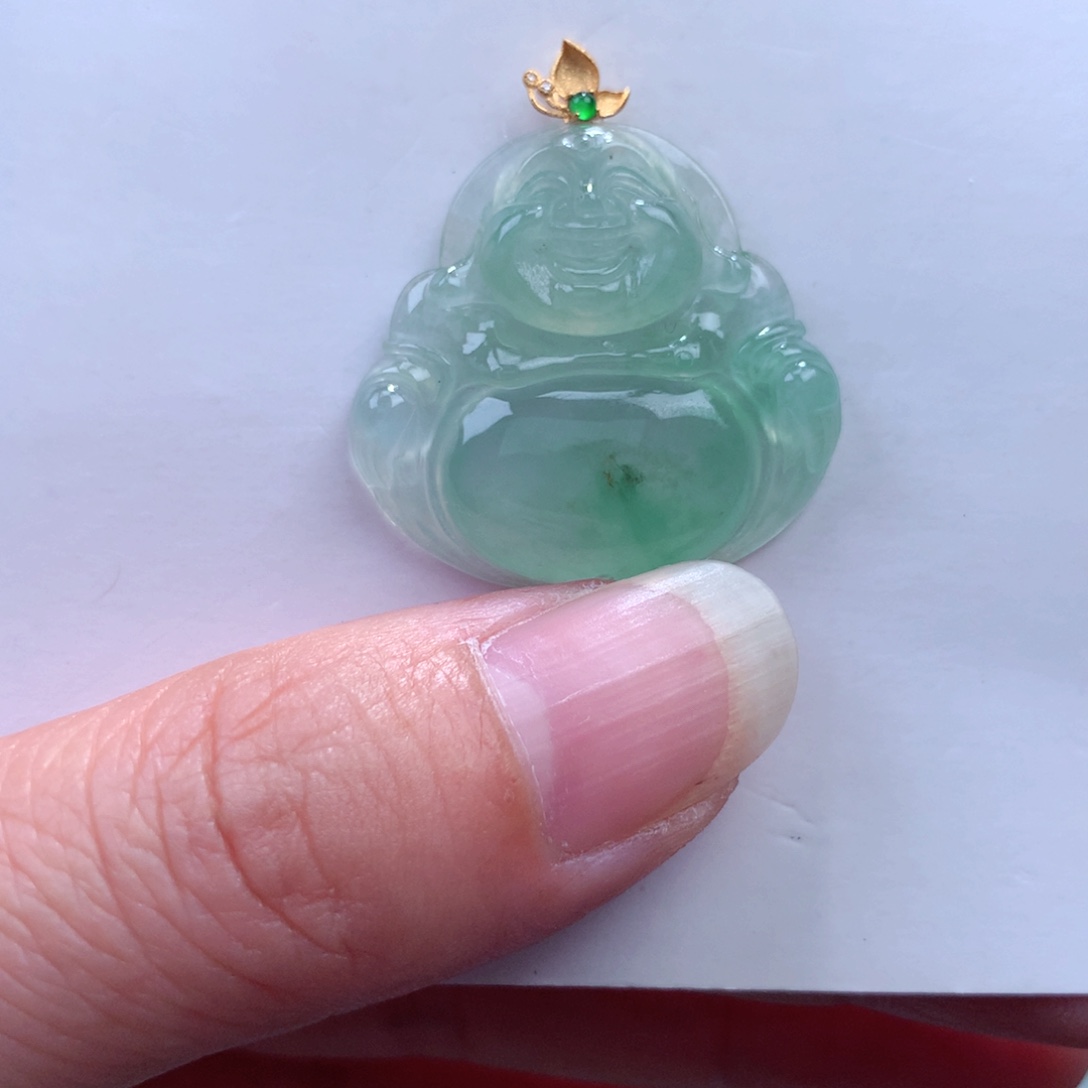 翡翠吊坠(不含链)18K金镶嵌