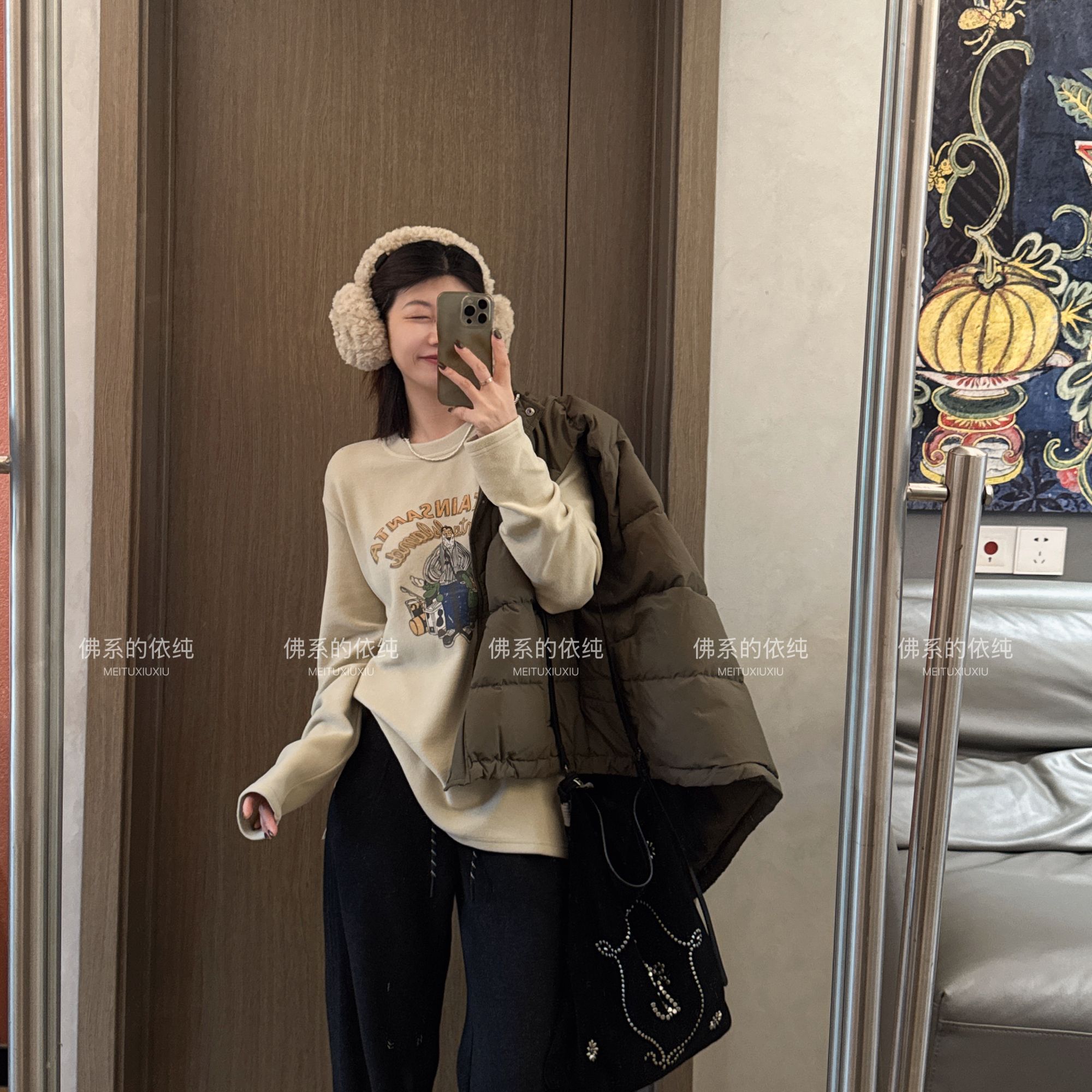 【NO退NO换】欧货 依纯家实现愿望的圣诞老人绒感套头上衣121188