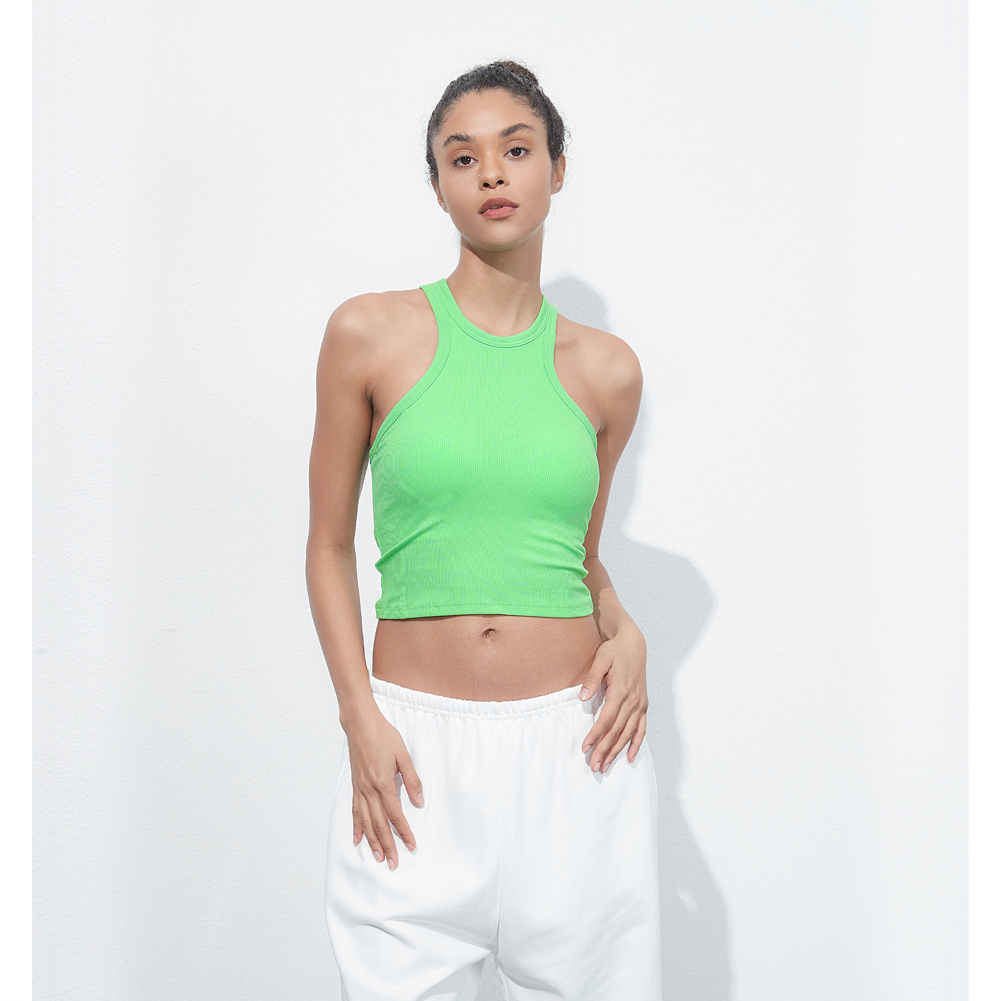 【Nina专属】701-1深挖肩固定胸垫欧美辣妹工型运动健身休闲背心