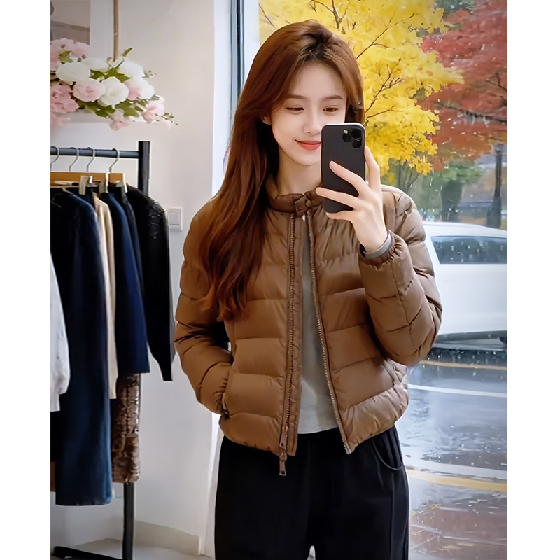 洋气轻薄立领正肩排骨棉服时尚女冬季新款小个子短款百搭保暖外套