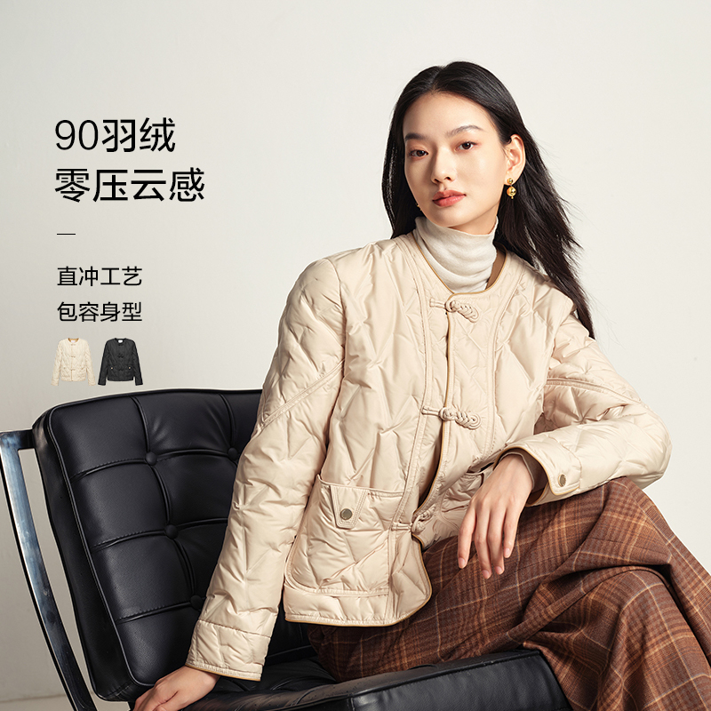 EP YAYING雅莹女装 国风轻薄短款羽绒服外套 秋装新款Y116B