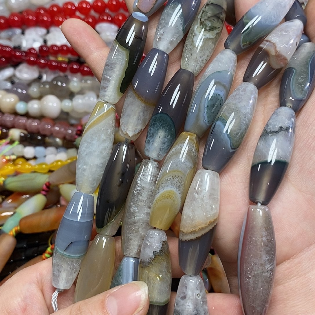 玛瑙/玉髓未镶嵌珠宝半成品波斯湾玛瑙共生一条卡14*40mm