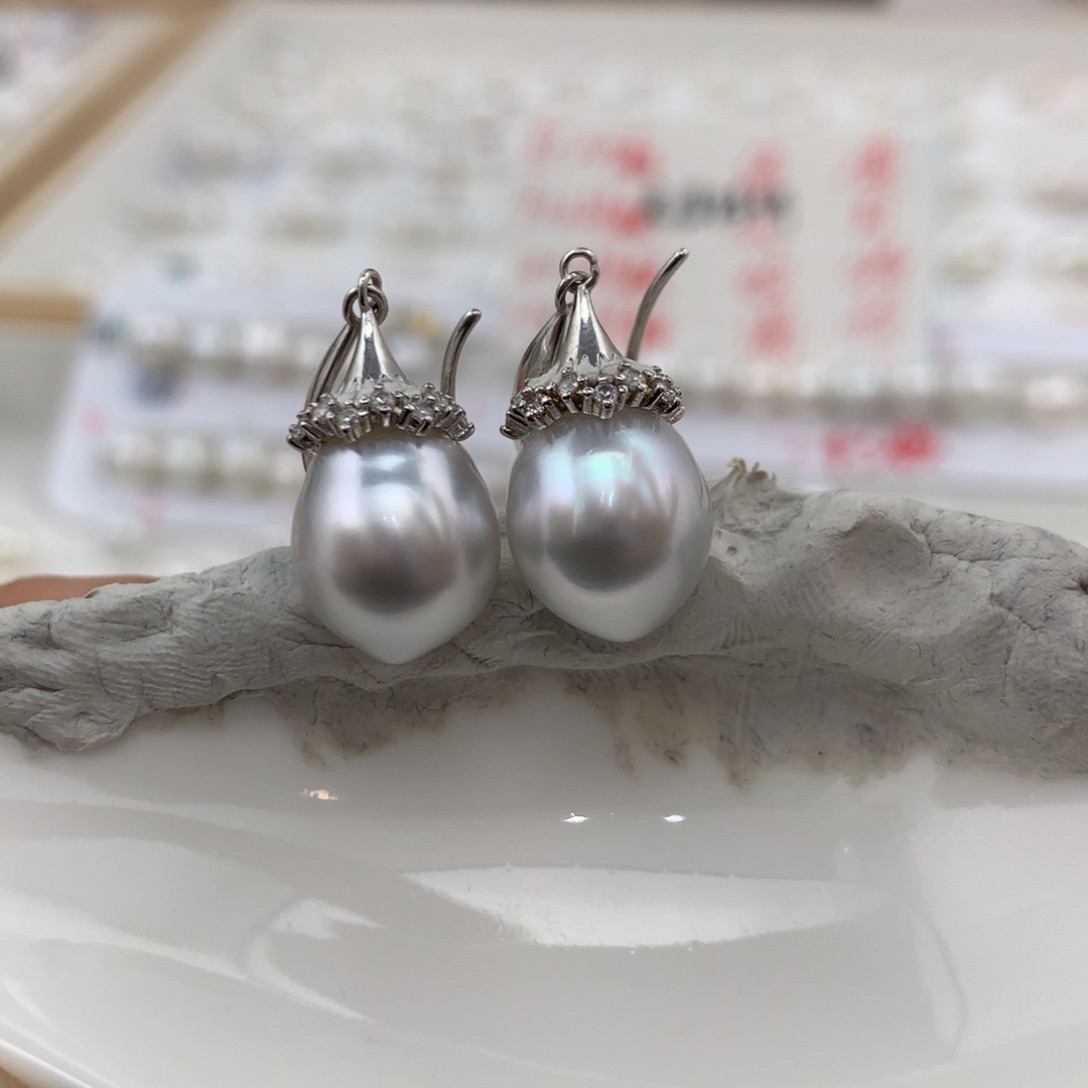 未镶嵌耳饰海水珍珠澳白银蓝11裸珠