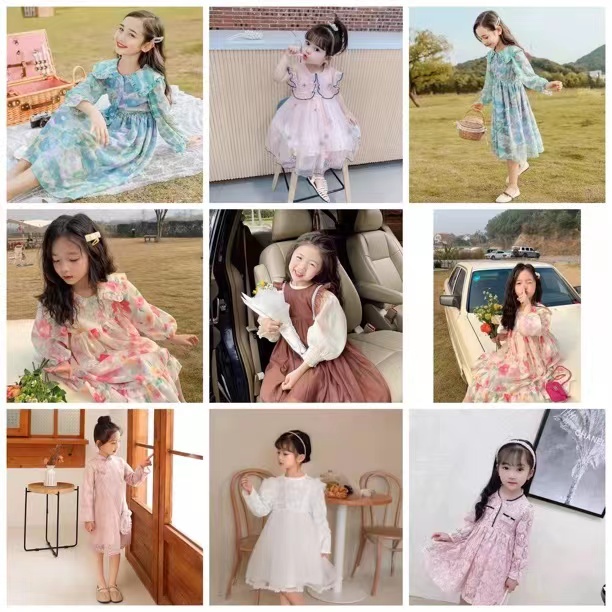 双。001-100女童童装听主播报的编号儿童宝宝天竺棉秋冬款洋气碎花