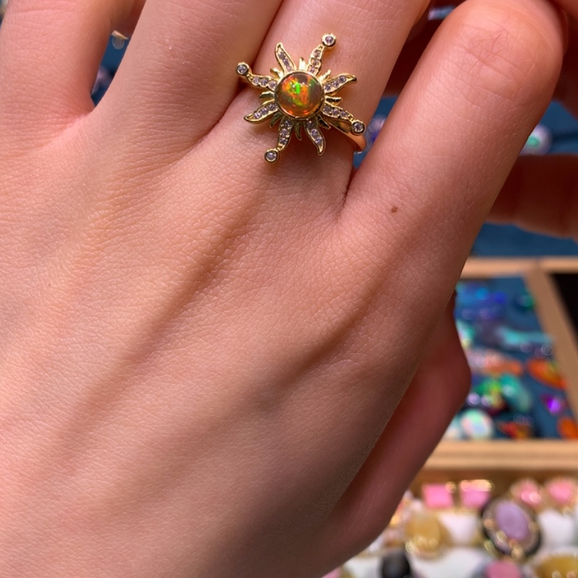 【闪购商品】欧泊戒指款式银S925镀金镶嵌