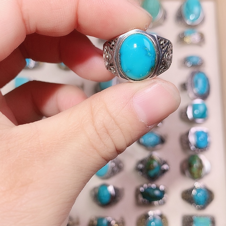 绿松石银S925镶嵌戒指