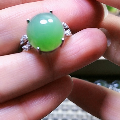 和田玉戒指银S925镶嵌