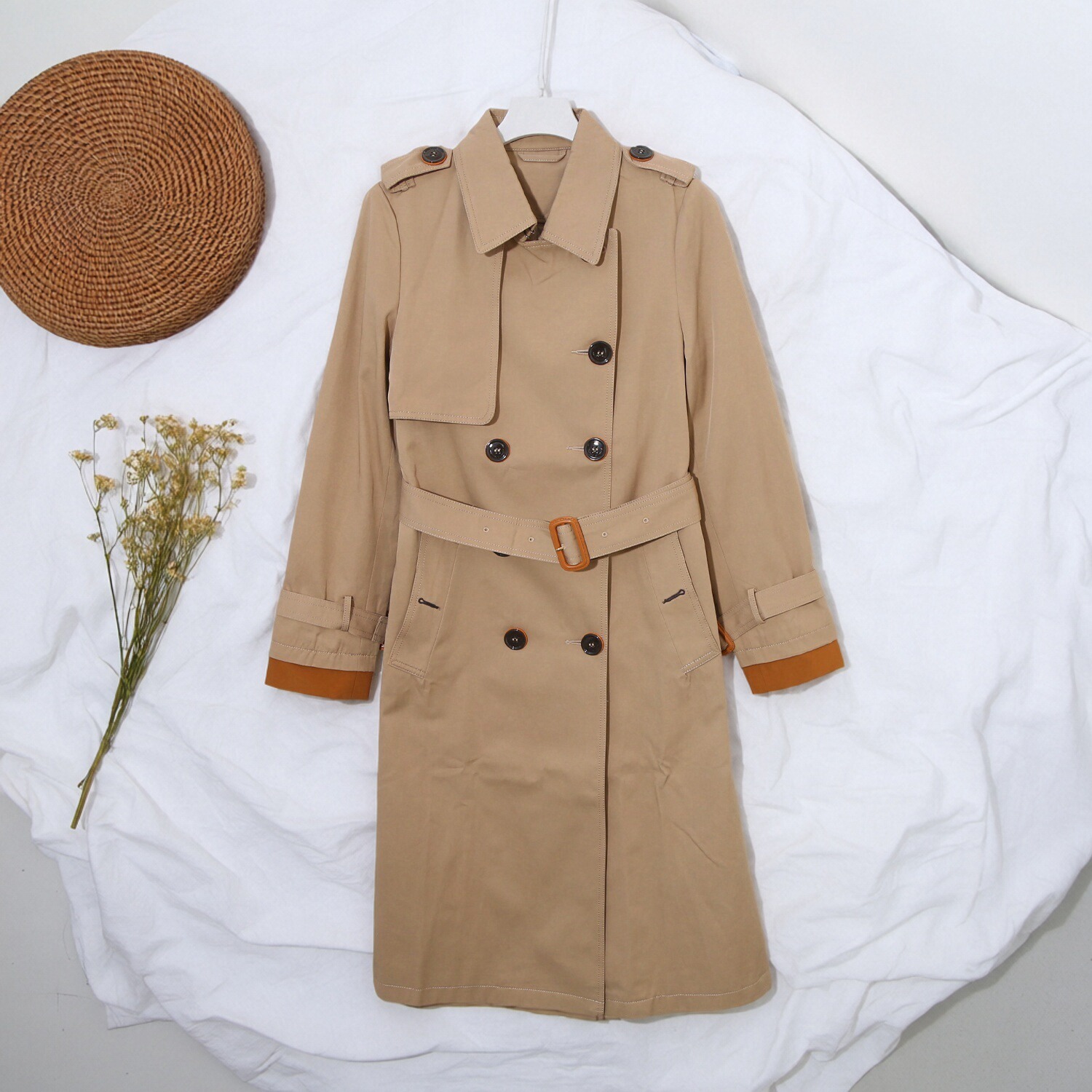 设计感女士风衣翻领韩版高级感气质中长款百搭风衣外套C-CL821