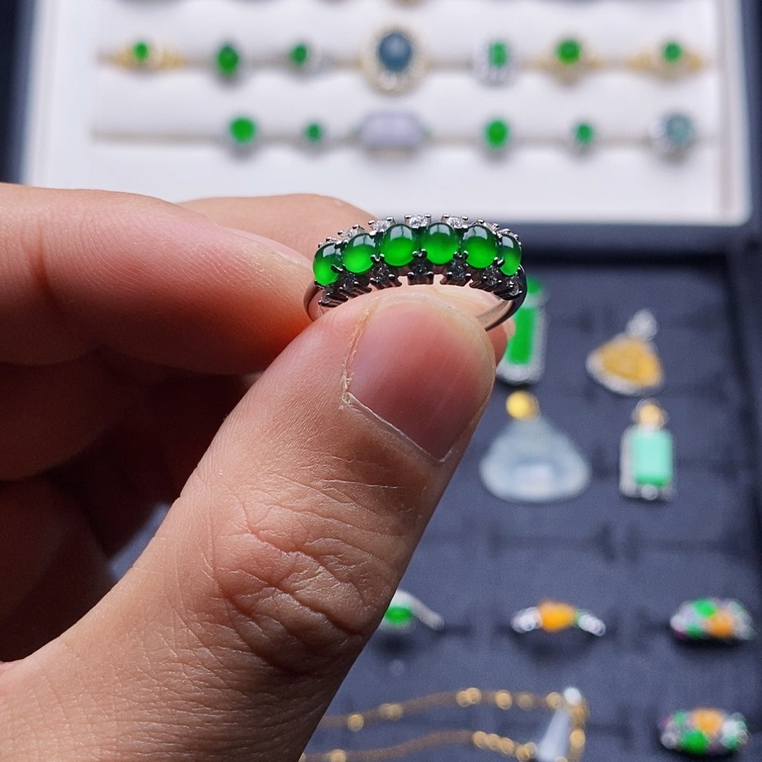 银S925镶嵌戒指翡翠N戒指