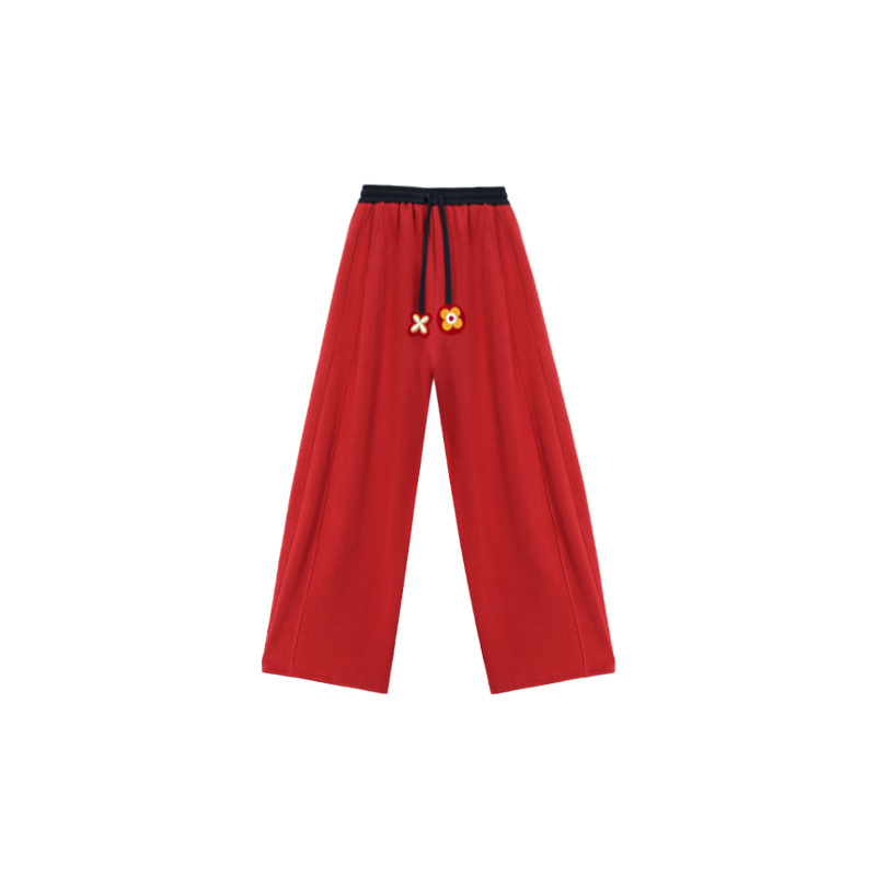 长裤松紧腰女士休闲裤秋冬运动百搭阔腿裤直筒拼接ZW-69