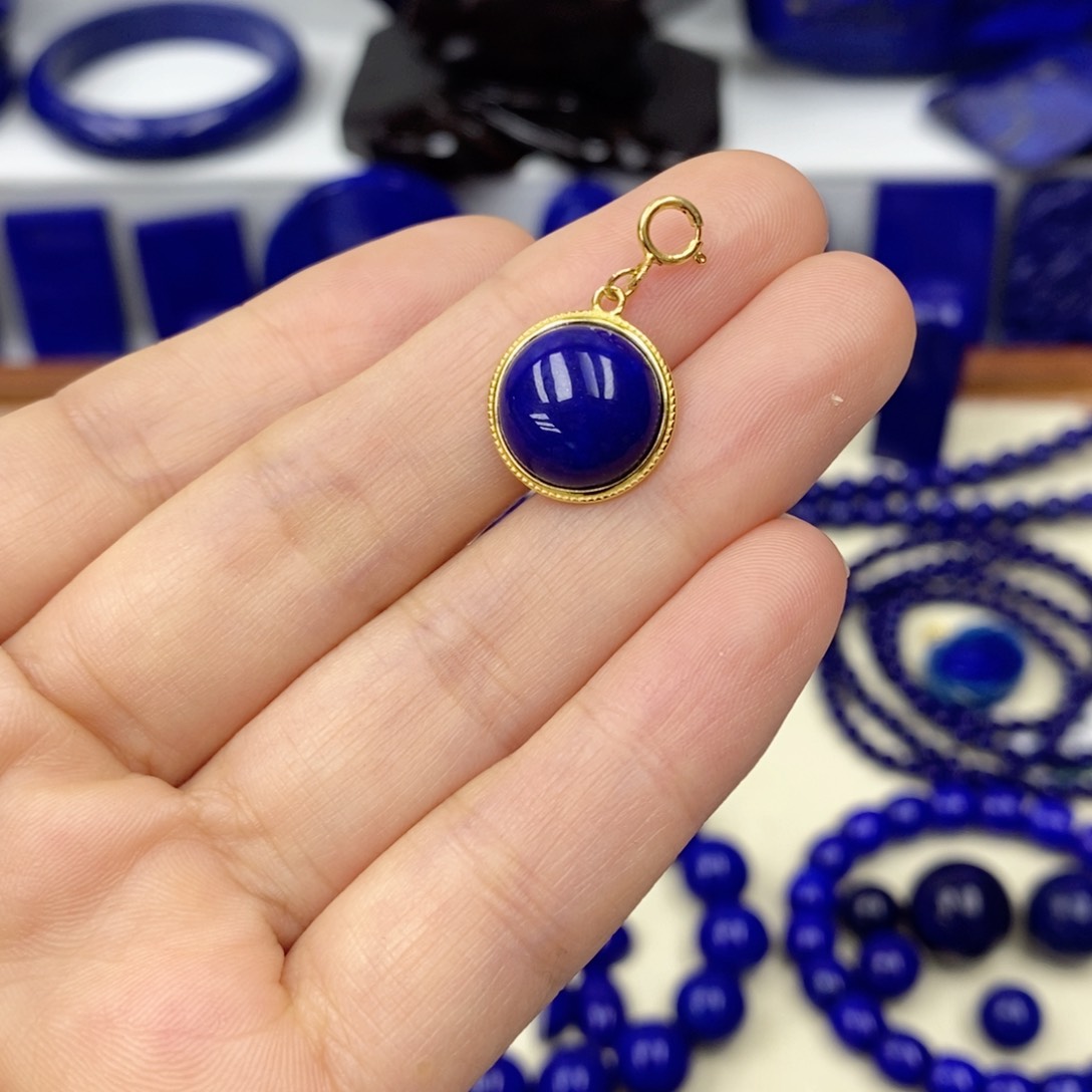 青金石颈饰银S925镀金镶嵌