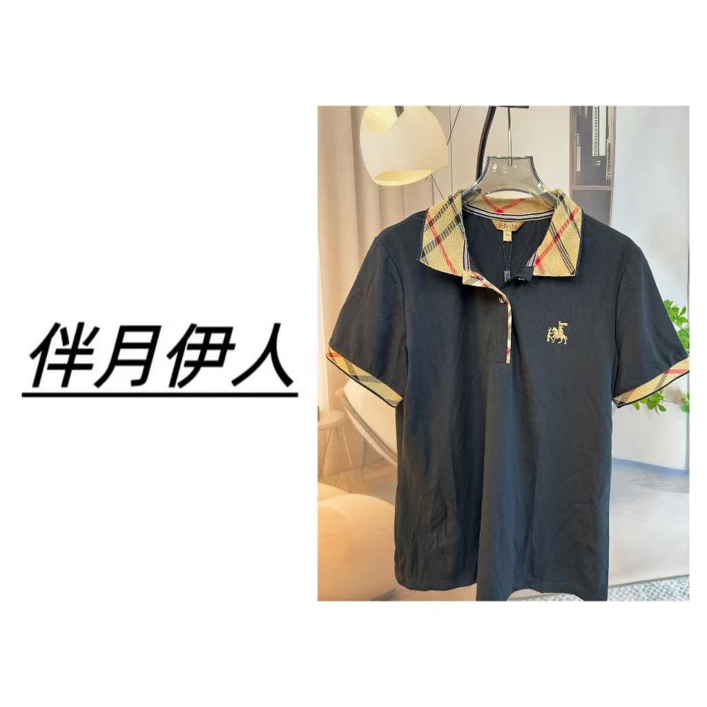 半月伊人经典格纹撞色polo杉1203