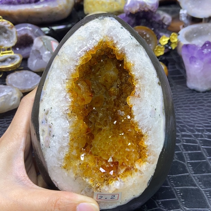 黄晶恐龙蛋未镶嵌水晶