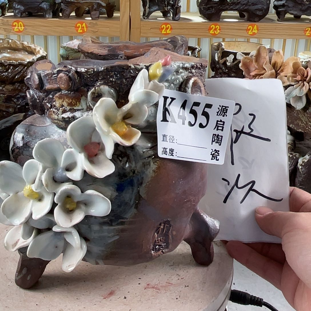 紫砂花盆景德镇陶瓷花盆455