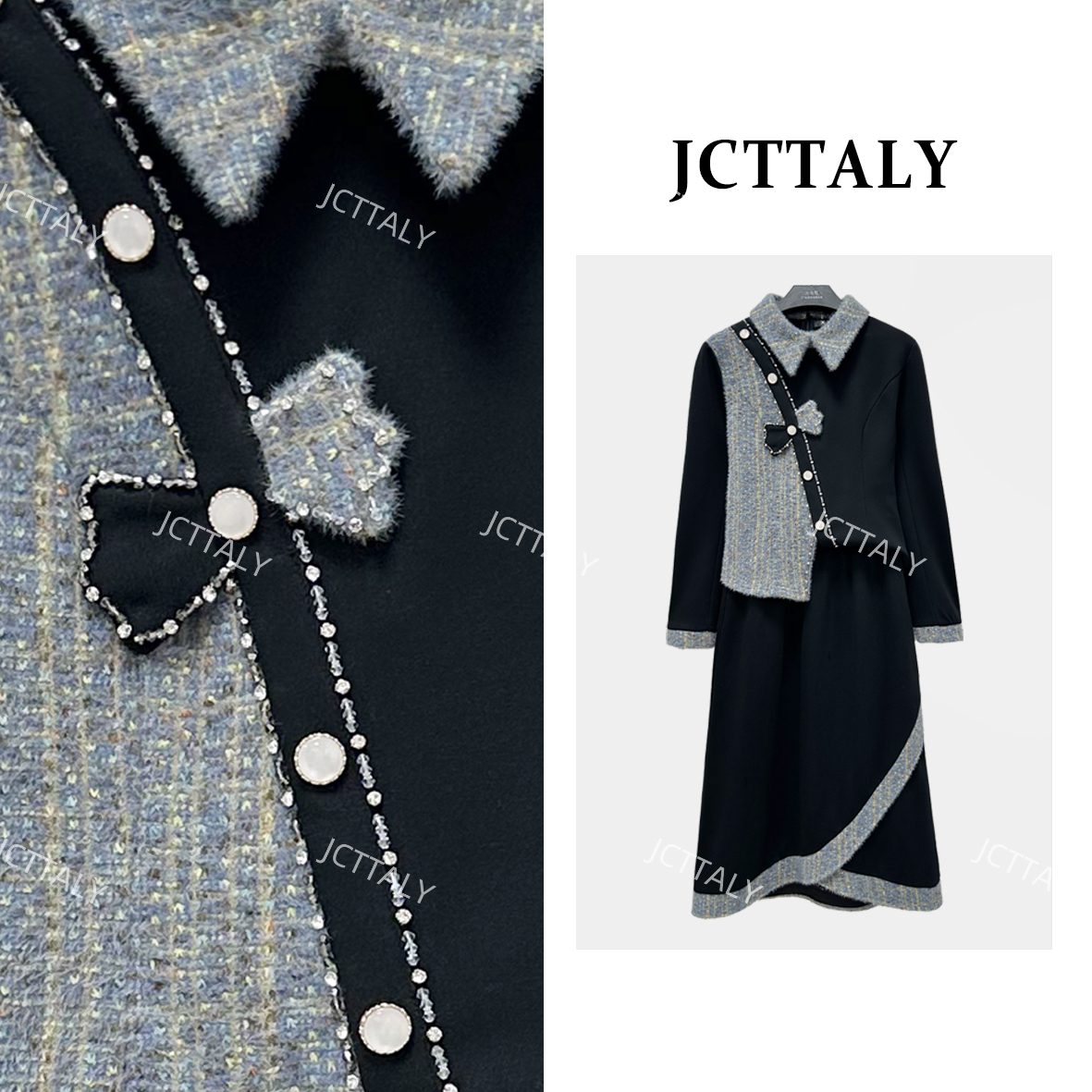 【宠粉价】加绒长款轻奢时尚斜门襟设计气质休闲卫衣长裙NH-TZ0012