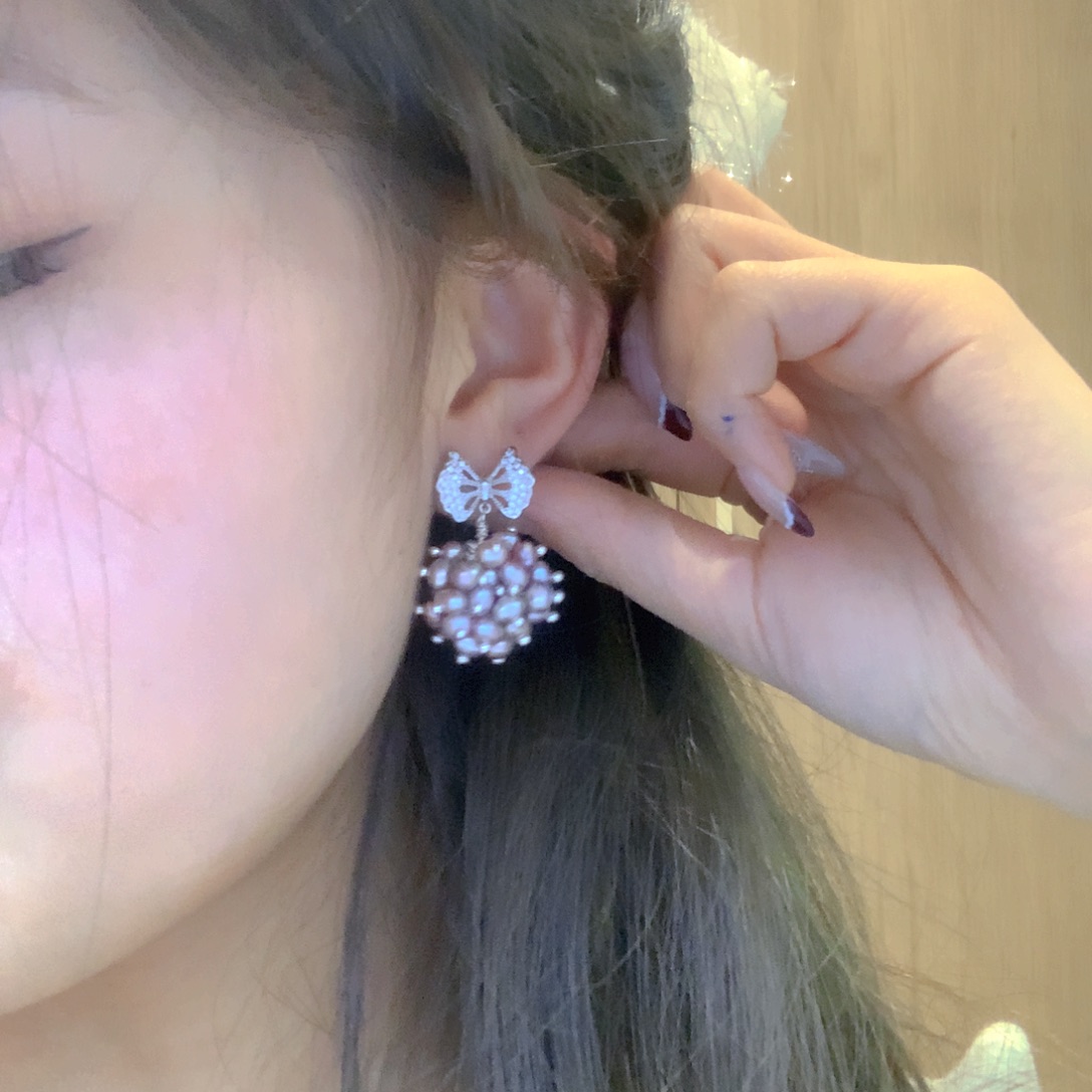 淡水珍珠耳饰银S925镶嵌