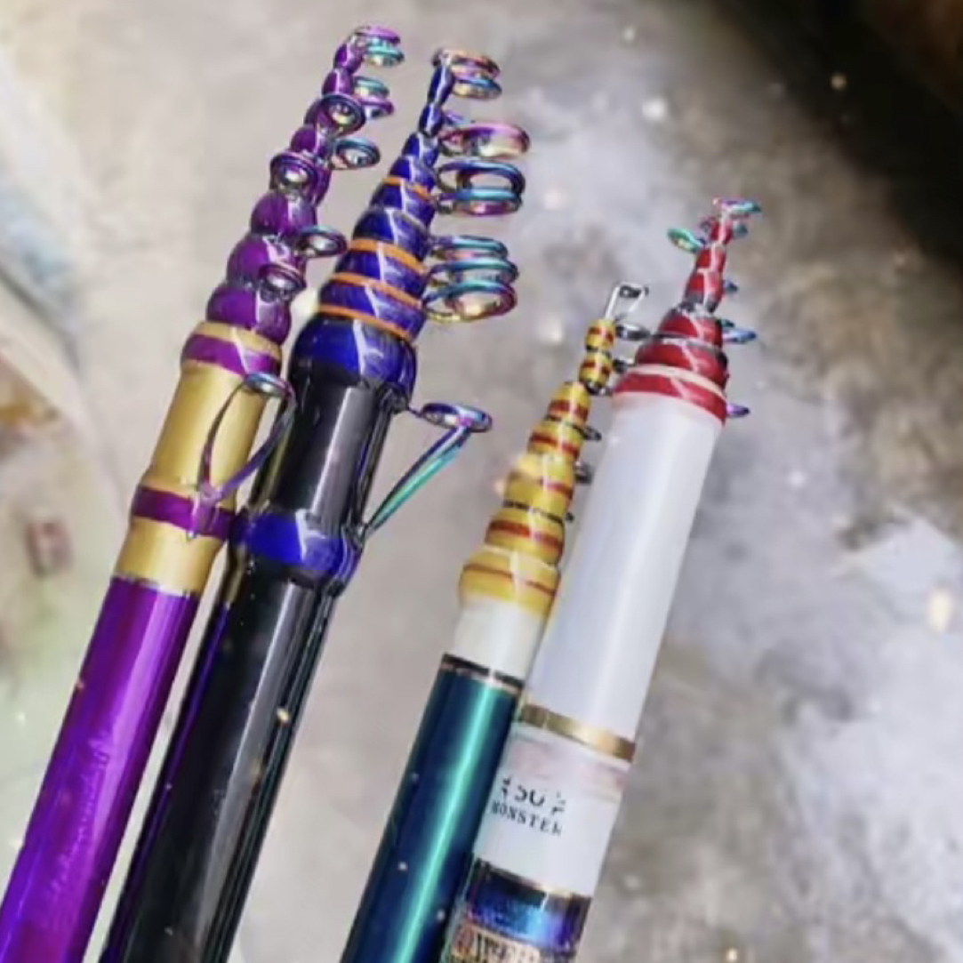 手绑定制改竿鱼竿改装diy过线环炫彩滑漂导环改矶竿