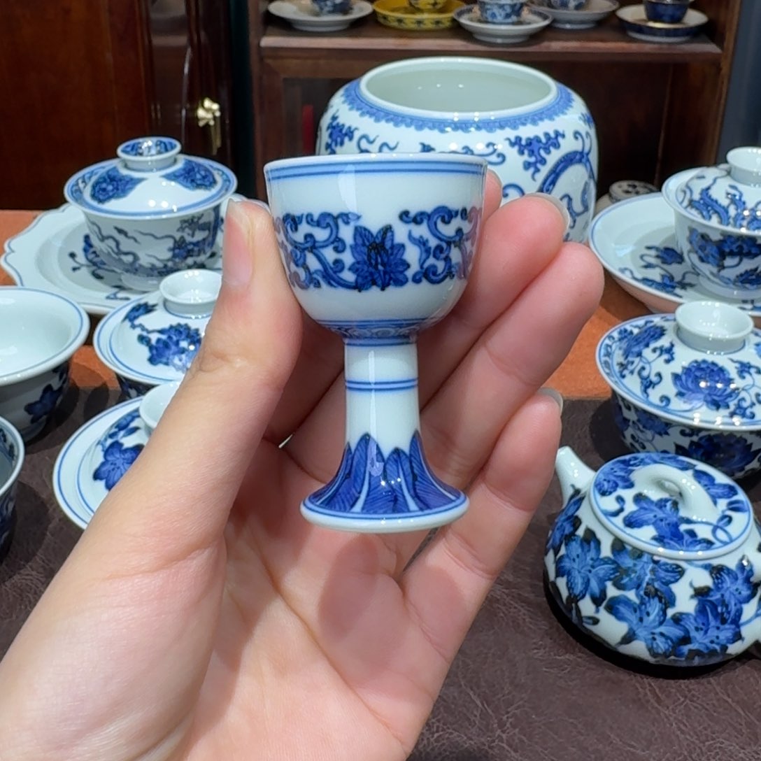 青花雯华堂手绘杯杯