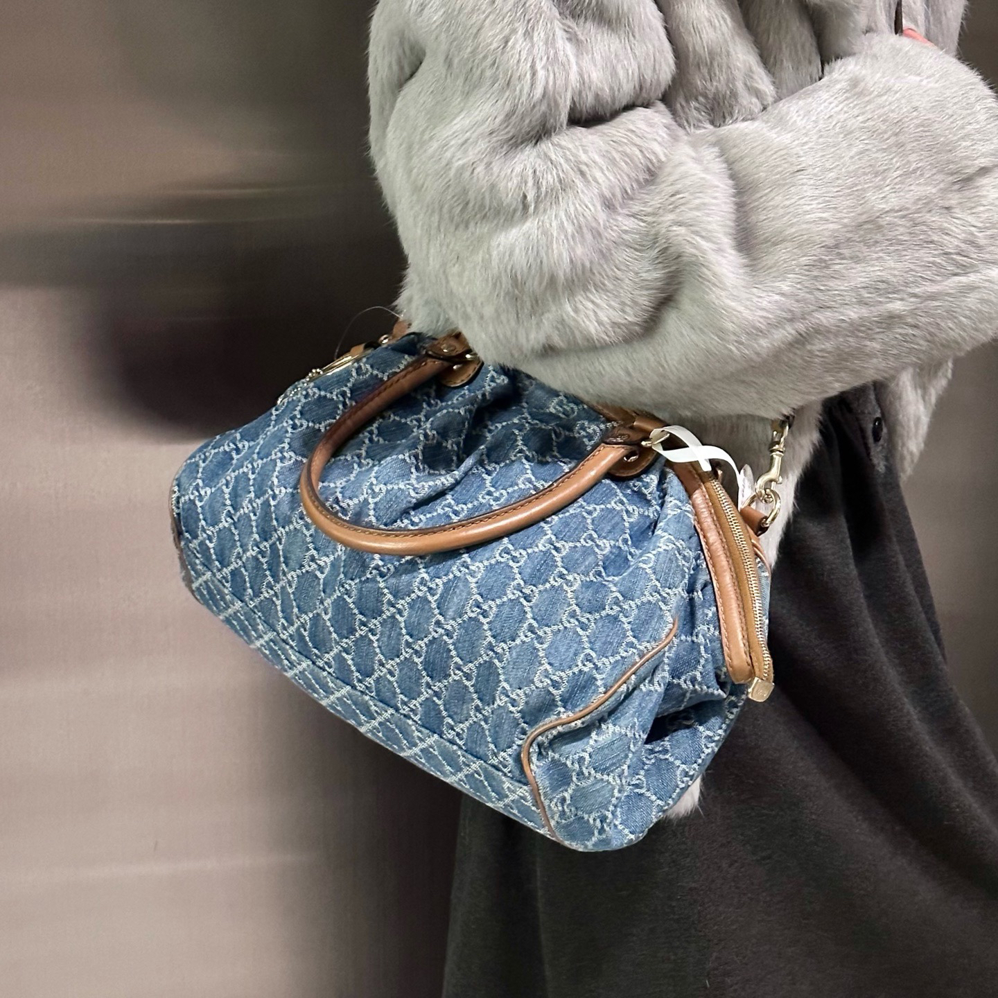95新 GUCCI/古驰 gucci 牛仔丹宁斜挎包K