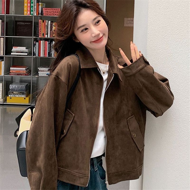 美拉德咖色外套女2025新款复古高级感韩系春秋夹克上衣洋气休闲装