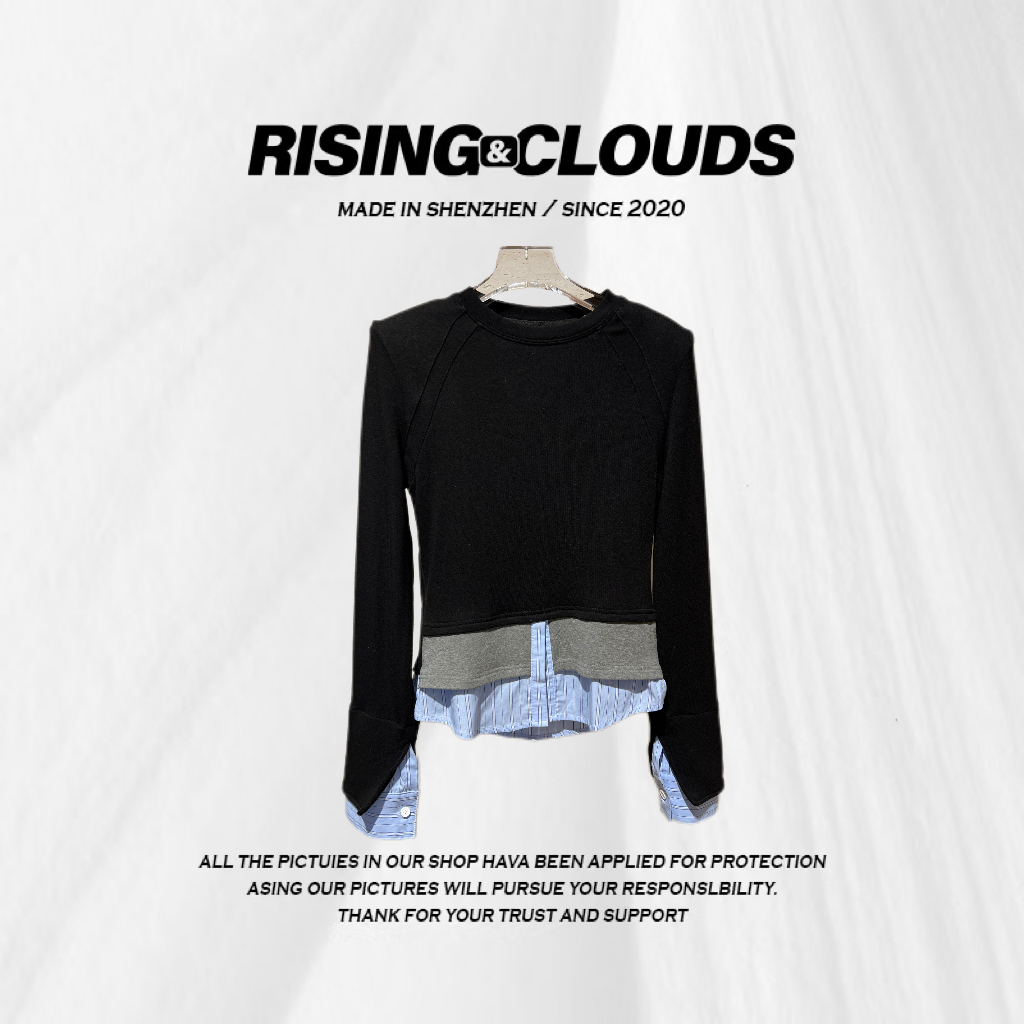 莎莎【简爱】深圳南油秋冬慵懒风舒适百搭假两件小衫110515