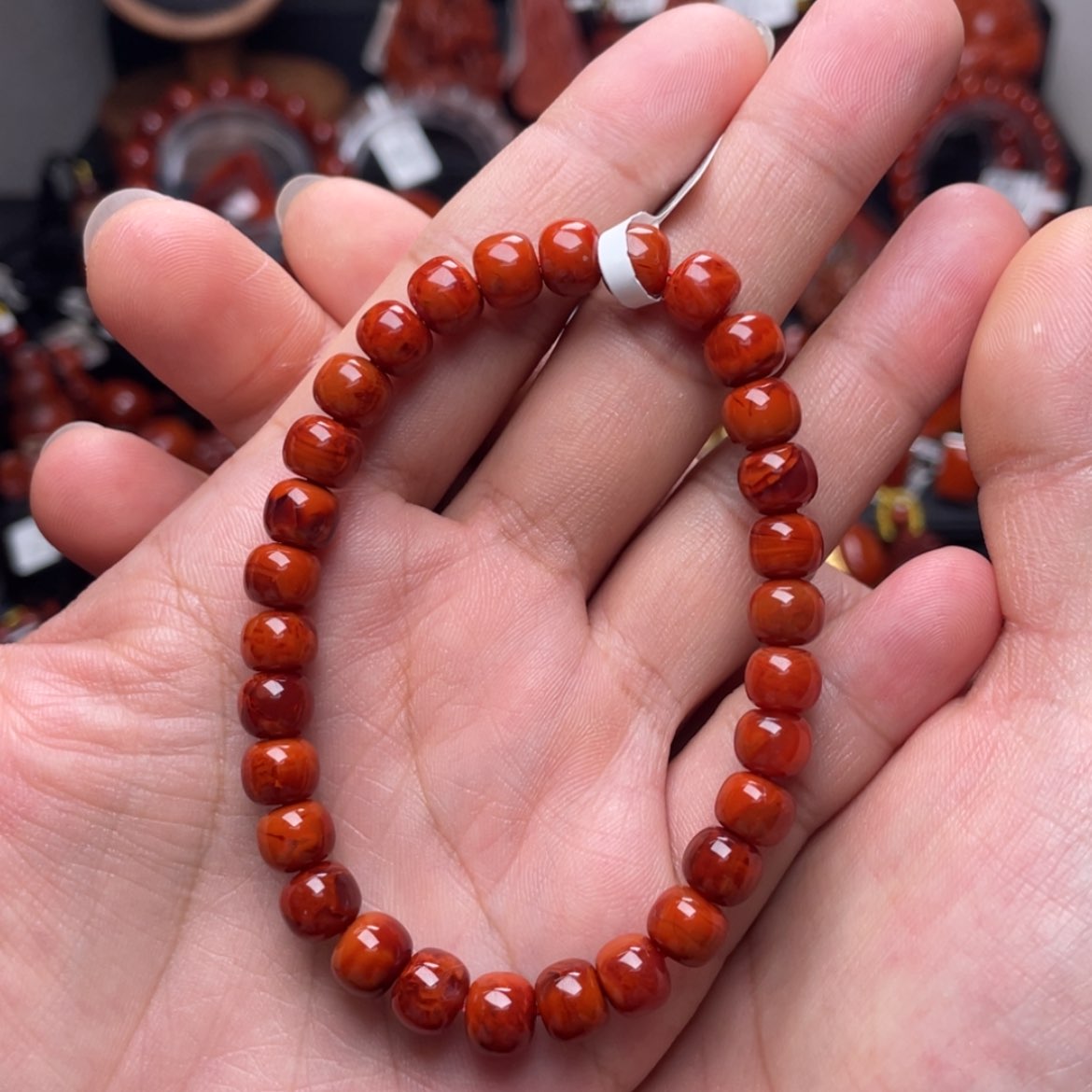 【闪购商品】未镶嵌7mm火焰纹老型手串南红玛瑙
