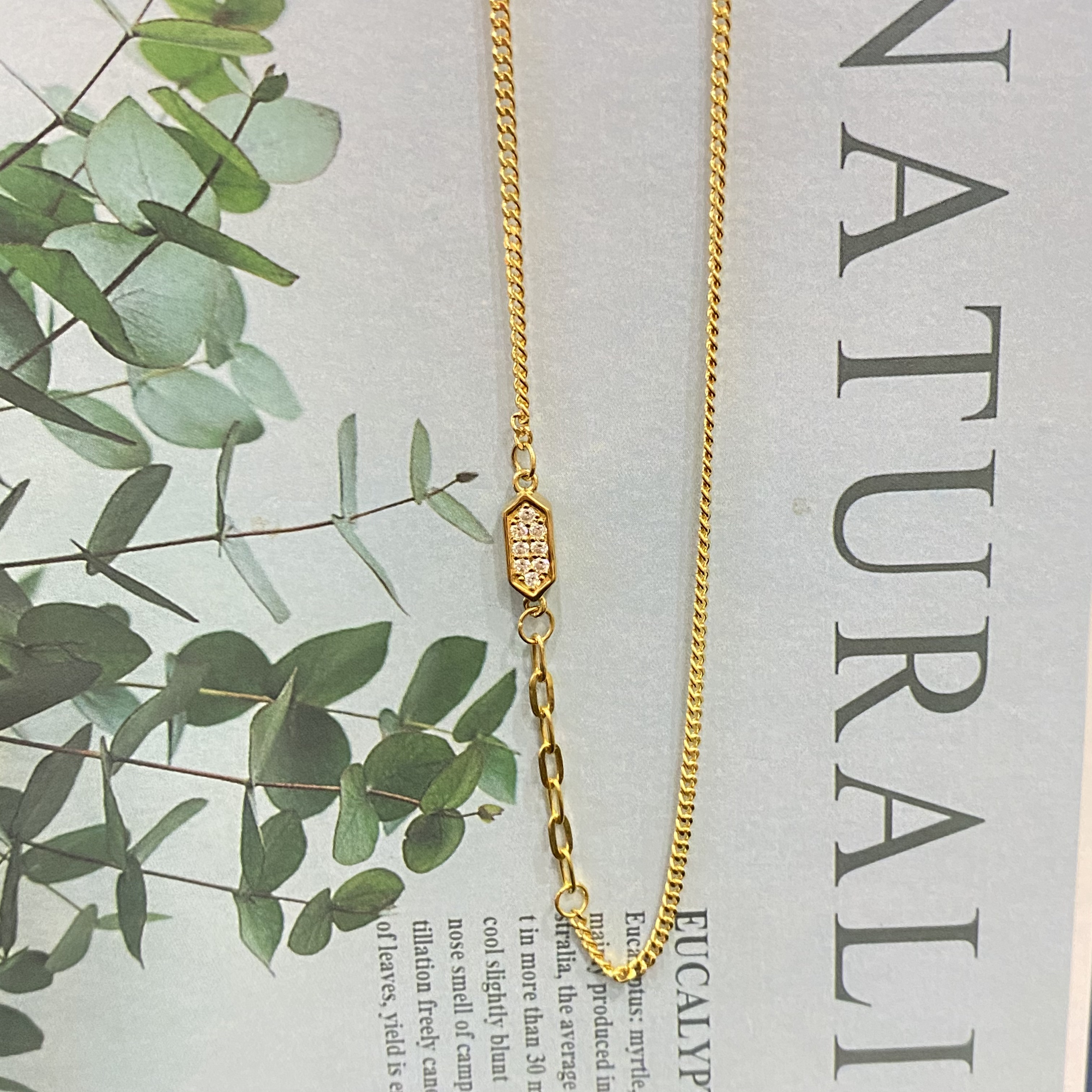 足金999黄金5G工艺时尚轻奢精致古巴方牌项链