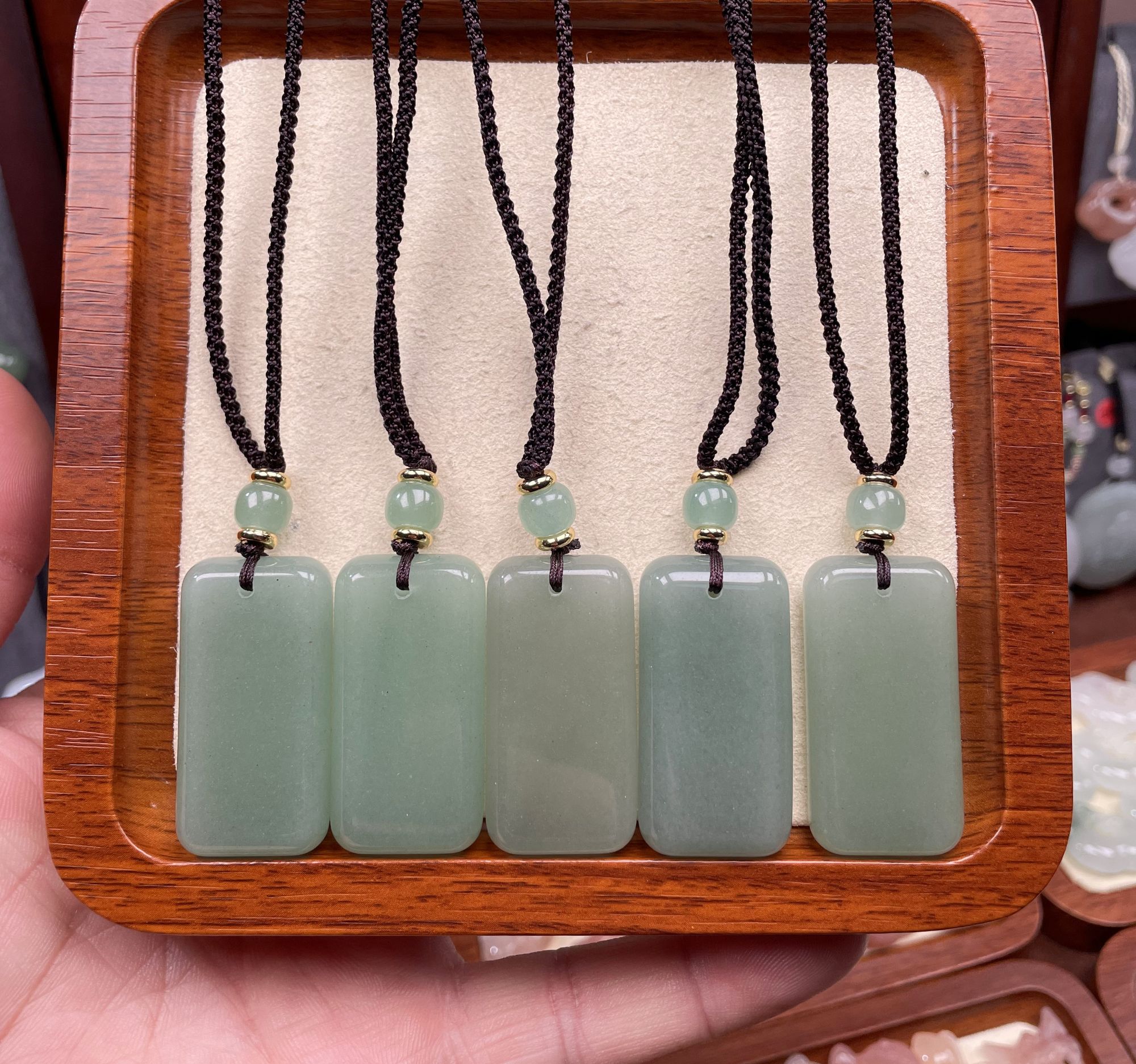 【20x40mm】天然东陵玉 无事牌吊坠 送编绳 简约大气百搭