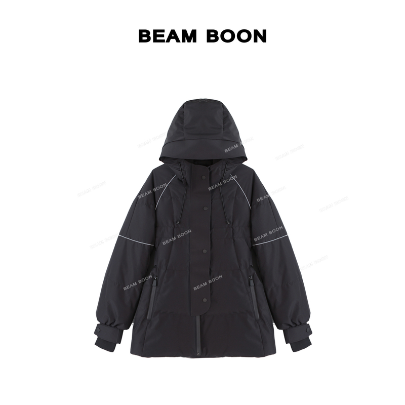 【豆蔻羽绒】锁温防风保暖95白鹅绒撞色廓形宽松连帽羽绒服