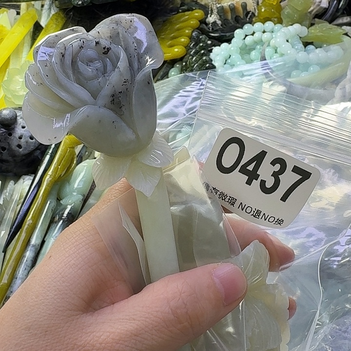 青***君蛇纹石玉合金发饰