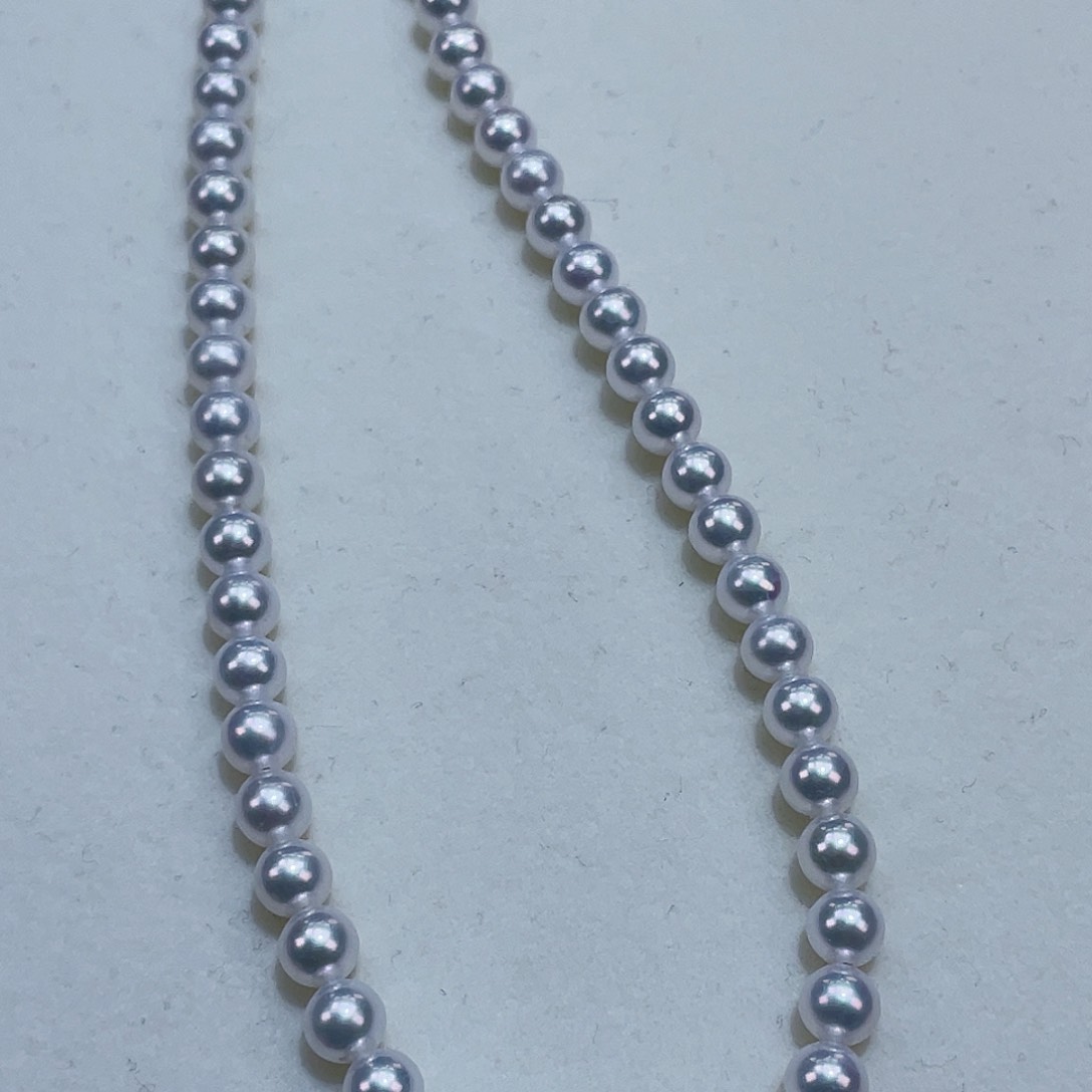 淡水珍珠颈饰银S925镶嵌5m冷青白毕业级！