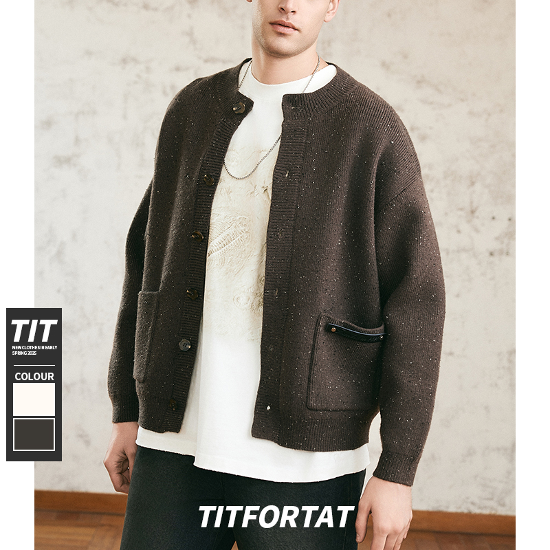 TITFORTAT25春夏新款情侣时尚休闲宽松毛衣开衫外套男士cleanfit