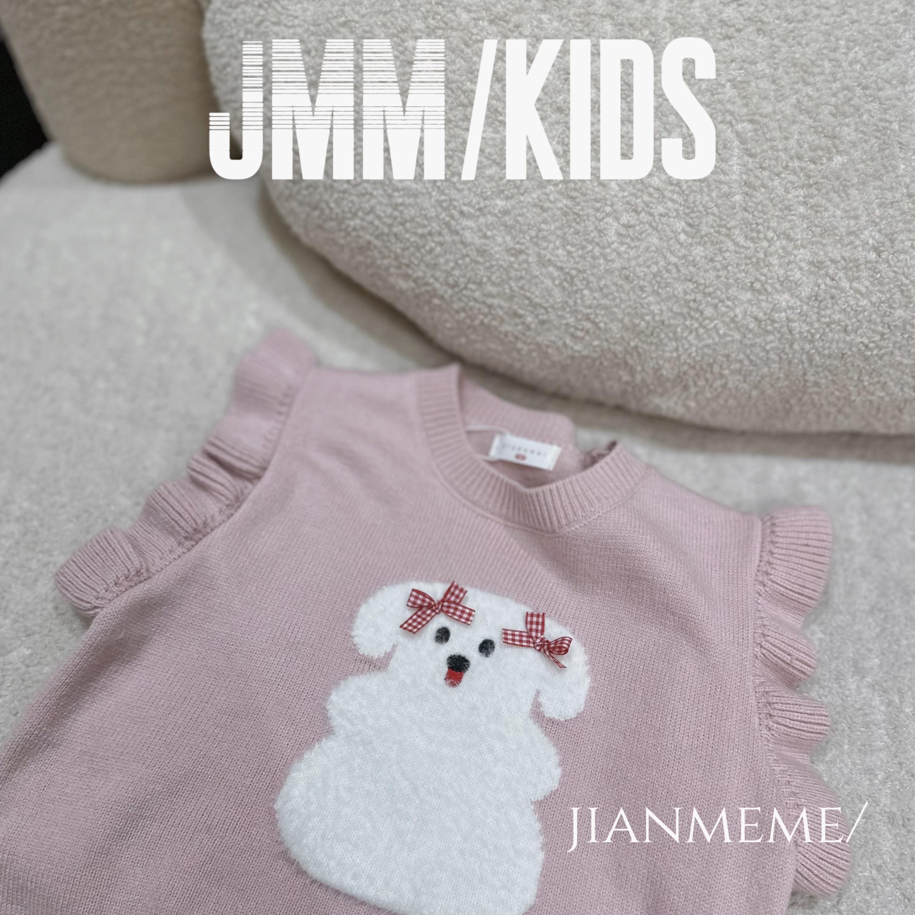 夏单品-小白狗F147 女童可爱针织马甲春秋款宝宝毛线背心套头坎肩