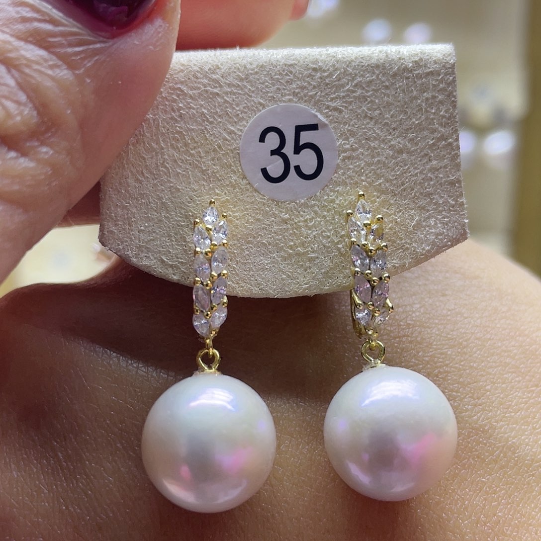 淡水珍珠耳饰银S925镶嵌