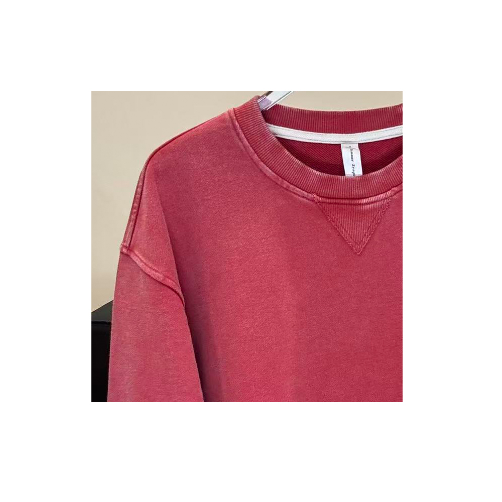 【miu系水洗】复古水洗简约设计撞色宽松版卫衣AC216