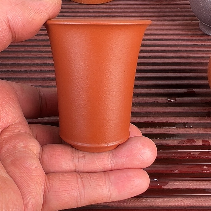 紫砂茶杯紫砂闻香杯朱泥50