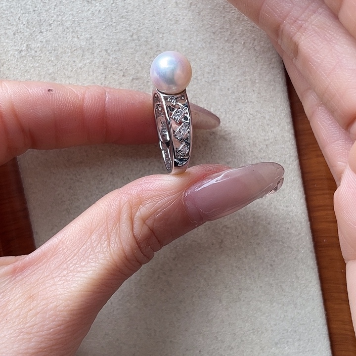 海水珍珠戒指银S925镶嵌