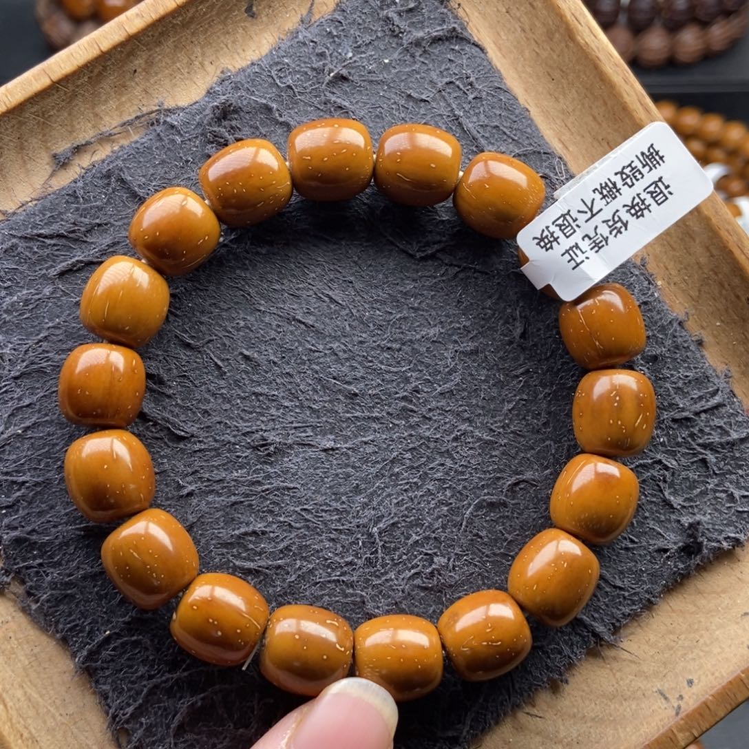 紫金鼠手串11mm近实心精品黄金甲桶珠