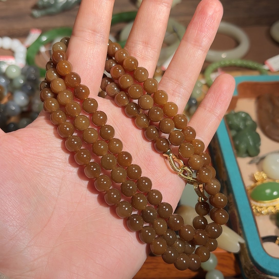 和田玉手串未镶嵌静*