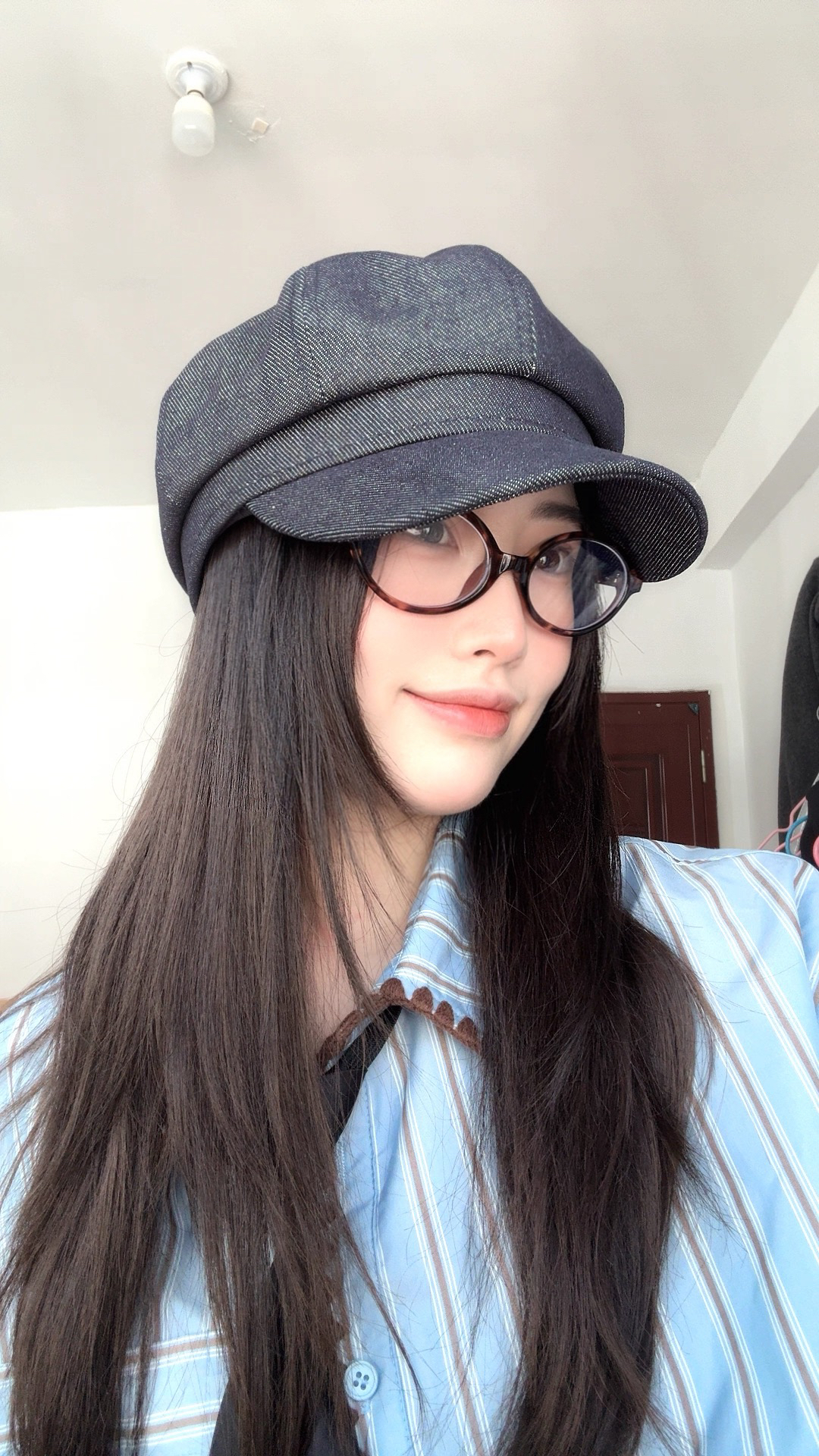 韩系百搭八角贝雷帽百搭女日系美拉德系女牛仔贝雷帽