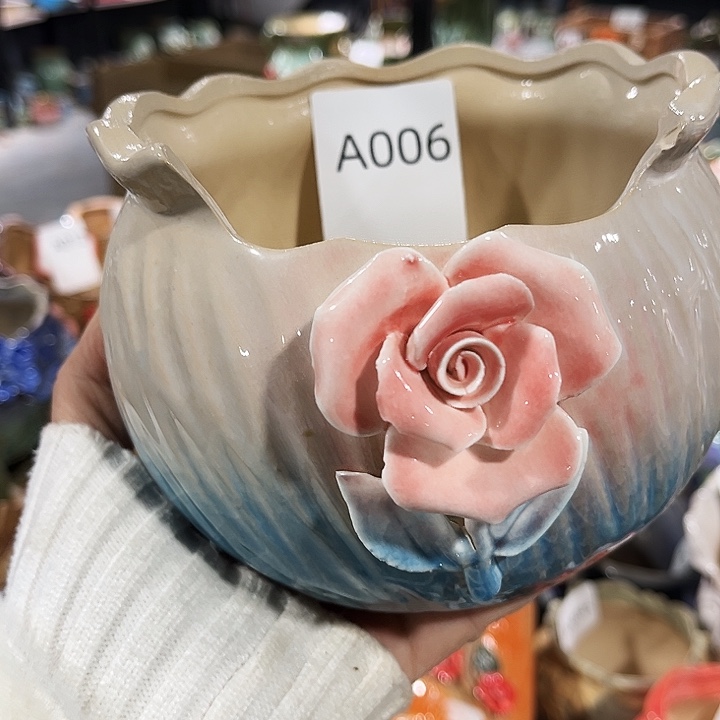 瓷片花盆多肉植物艺术品