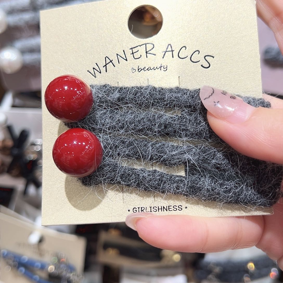 皮质铁合金红豆豆掰掰夹